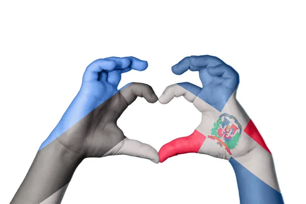 Estonia Dominican Republic Heart Hand Gesture Making Heart Clipping Path — Stock Photo, Image