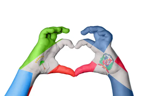 Equatorial Guinea Dominican Republic Heart Hand Gesture Making Heart Clipping — Stock Photo, Image