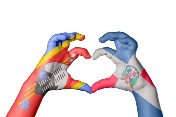 Eswatini Dominikana Serce Gest Ręczny Serca Ścieżka Klipu — Zdjęcie stockowe