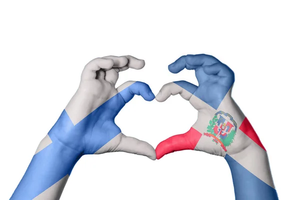Finlândia República Dominicana Coração Gesto Mão Fazendo Coração Clipping Path — Fotografia de Stock