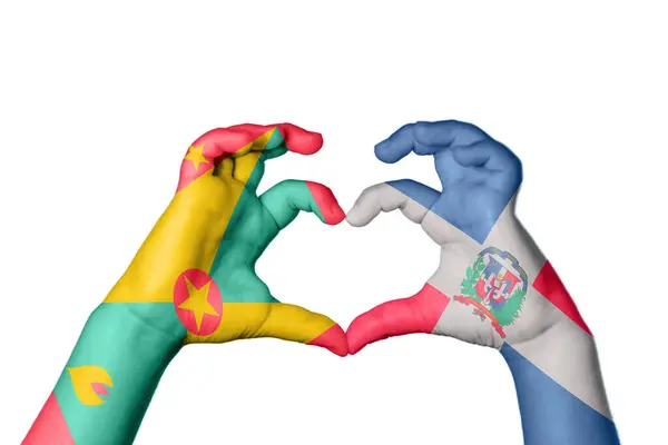 그레나다 도미니카 공화국 심장을 만드는 제스처 클리핑 — 스톡 사진