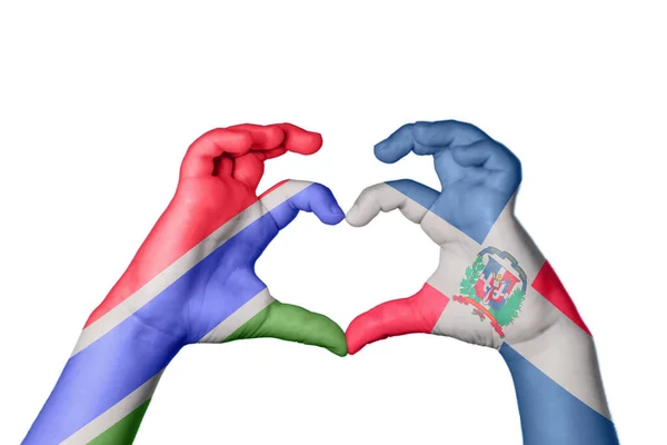 Gâmbia República Dominicana Coração Gesto Mão Que Faz Coração Clipping — Fotografia de Stock
