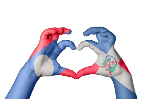 Лаос Домініканська Республіка Серце Жест Рук Робить Серце Відсічний Контур — стокове фото