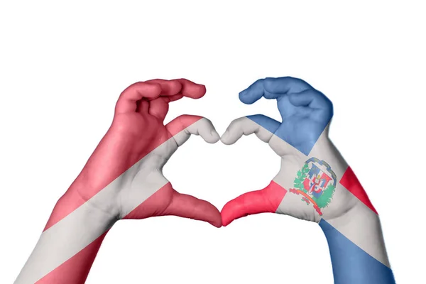 Латвія Домініканська Республіка Серце Жест Рук Робить Серце Відсічний Контур — стокове фото