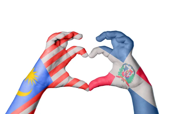 Malásia República Dominicana Coração Gesto Mão Fazendo Coração Clipping Path — Fotografia de Stock