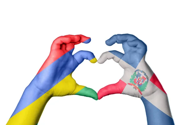 Mauritius Dominicaanse Republiek Hart Hand Gebaar Maken Hart Knippad — Stockfoto