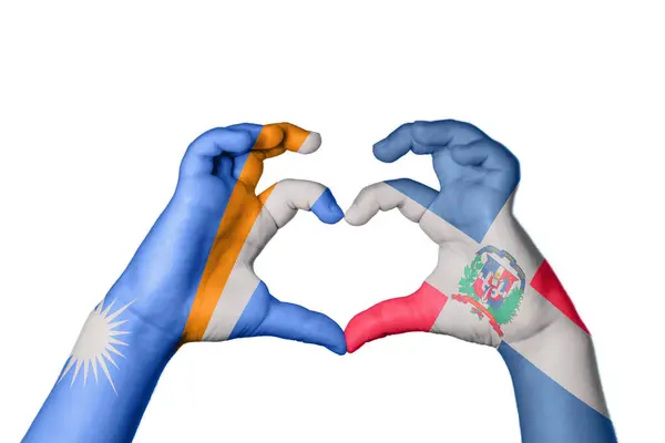 Marshall Szigetek Dominikai Köztársaság Szív Kézmozdulatok Készítése Szív Vágási Útvonal — Stock Fotó