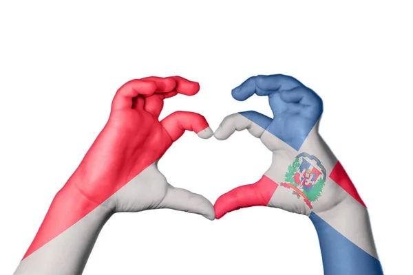 Monaco Dominican Republic Heart Hand Gesture Making Heart Clipping Path — Stock Photo, Image