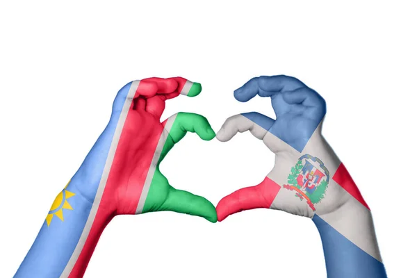 Намибия Доминиканская Республика Сердце Жест Рукой Делает Сердце Обрезка Пути — стоковое фото