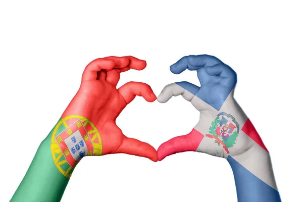 포르투갈 도미니카 공화국 심장을 만드는 제스처 클리핑 — 스톡 사진