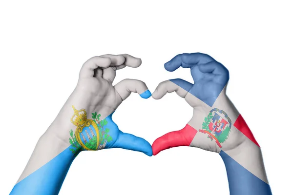 San Marino Dominican Republic Heart Hand Gesture Making Heart Clipping — Stock Photo, Image