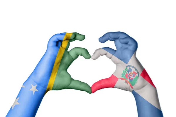 Соломоновы Острова Доминиканская Республика Сердце Жест Делающий Сердце Обрезание Пути — стоковое фото