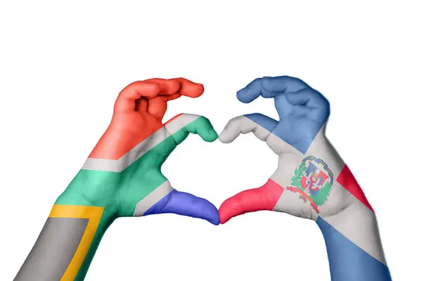 Jižní Afrika Dominikánská Republika Srdce Ruční Gesto Tvorby Srdce Ořezávání — Stock fotografie