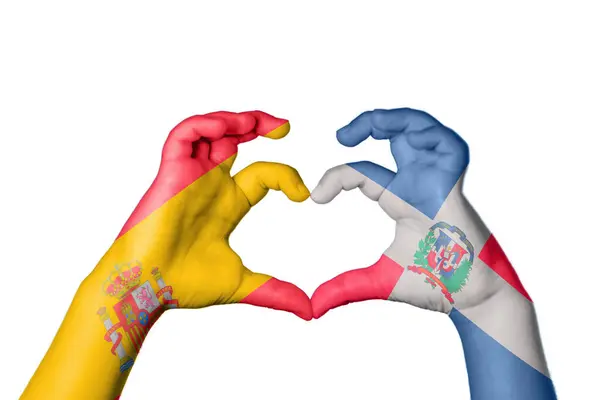 Ισπανία Δομινικανή Δημοκρατία Καρδιά Χέρι Χειρονομία Καθιστώντας Την Καρδιά Ψαλιδίζοντας — Φωτογραφία Αρχείου