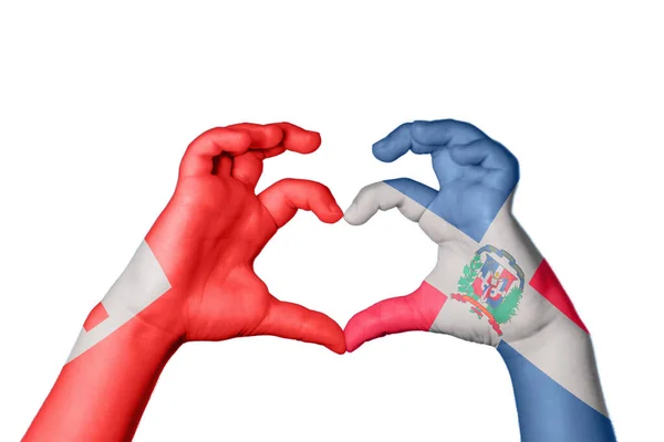 Τόνγκα Δομινικανή Δημοκρατία Καρδιά Χέρι Χειρονομία Κάνοντας Καρδιά Ψαλιδίζοντας Διαδρομή — Φωτογραφία Αρχείου