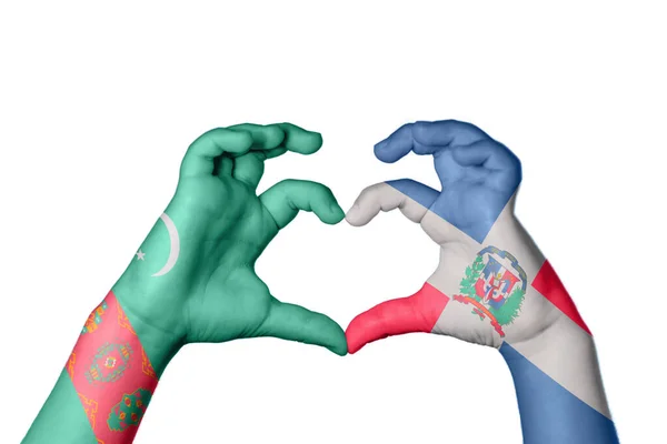 Туркменістан Домініканська Республіка Серце Жест Рук Робить Серце Відсічний Контур — стокове фото