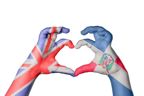 Великобритания Dominican Republic Heart Жестикулируя Сердцем Clipping Path — стоковое фото
