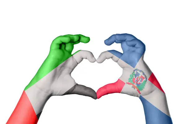 Spojené Arabské Emiráty Dominikánská Republika Heart Hand Gesture Making Heart — Stock fotografie