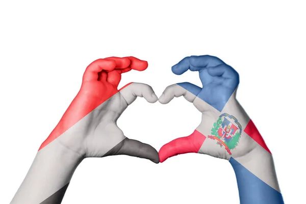 Ємен Домініканська Республіка Серце Жест Рук Робить Серце Відсічний Контур — стокове фото