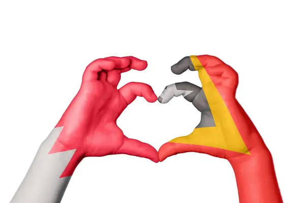 Μπαχρέιν Ανατολικό Τιμόρ Καρδιά Χειρονομία Χέρι Καθιστώντας Την Καρδιά Κλίπινγκ — Φωτογραφία Αρχείου