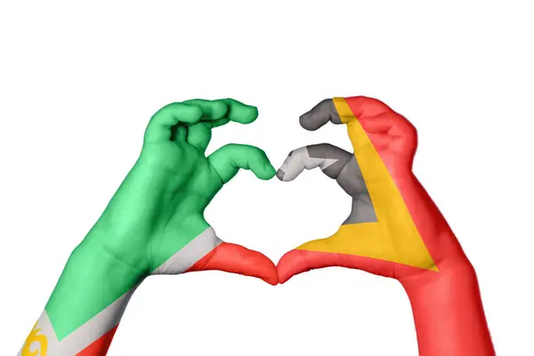 Chechnya East Timor Heart Hand Gesture Making Heart Clipping Path — Stock Photo, Image