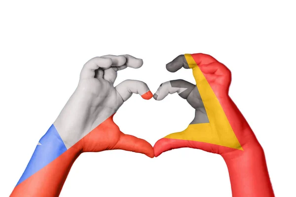 Chile Osttimor Herz Handbewegung Die Herz Macht Clipping Path — Stockfoto