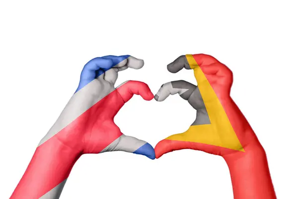 哥斯达黎加East Timor Heart Hand Gesture Making Heart Clipping Path — 图库照片