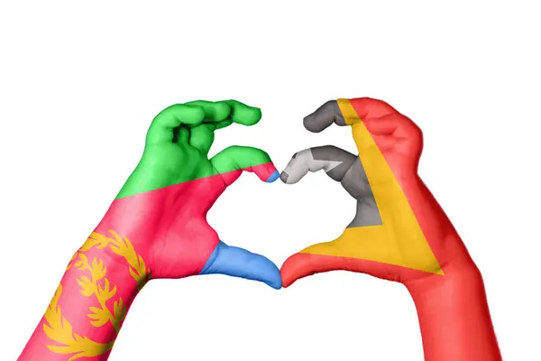 Сердце Восточного Тимора Эритрея Жест Рукой Сердце Обрезка Пути — стоковое фото