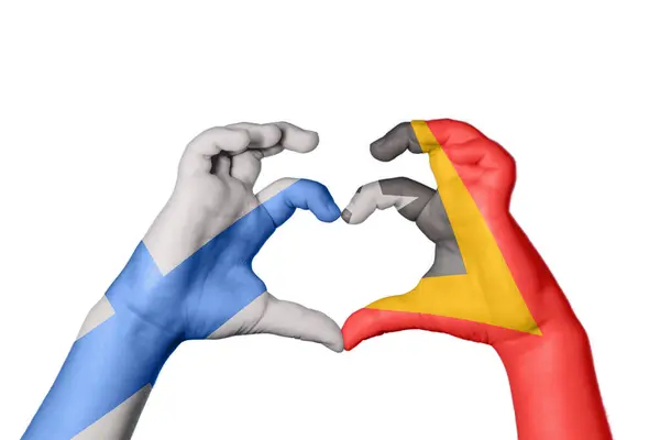 Finland East Timor Heart Hand Gesture Making Heart Clipping Path — Stock Photo, Image