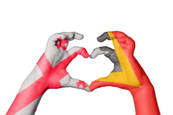 Georgia East Timor Heart Hand Gesture Making Heart Clipping Path — Stock Photo, Image