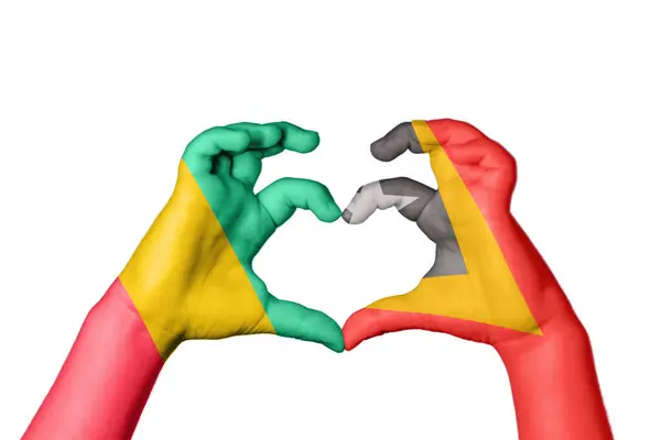Guinea East Timor Heart Hand Gesture Making Heart Clipping Path — Stock Photo, Image