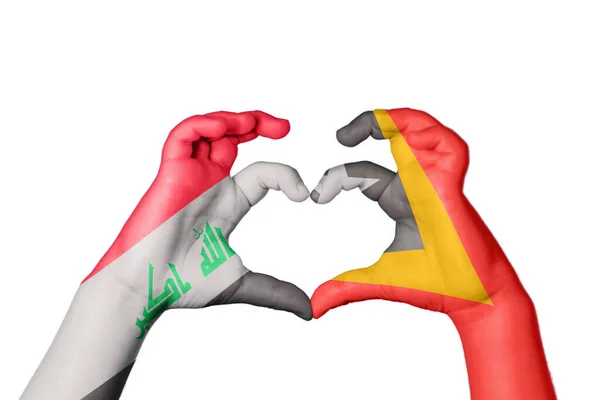 Irak Østtimor Hjerte Hånd Gestus Gør Hjerte Klipning Sti - Stock-foto