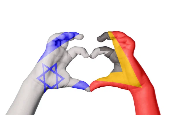 以色列东帝汶心脏 手举着手 制造心脏 开辟道路 — 图库照片