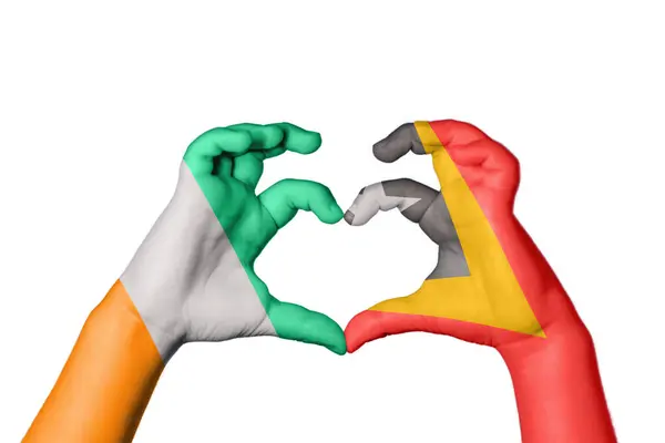 Ivory Coast East Timor Heart Hand Gesture Making Heart Clipping — Stock Photo, Image