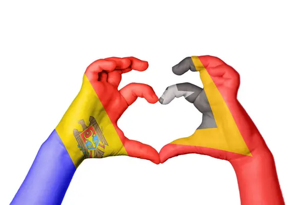 Moldova East Timor Heart Hand Gesture Making Heart Clipping Path — Stock Photo, Image