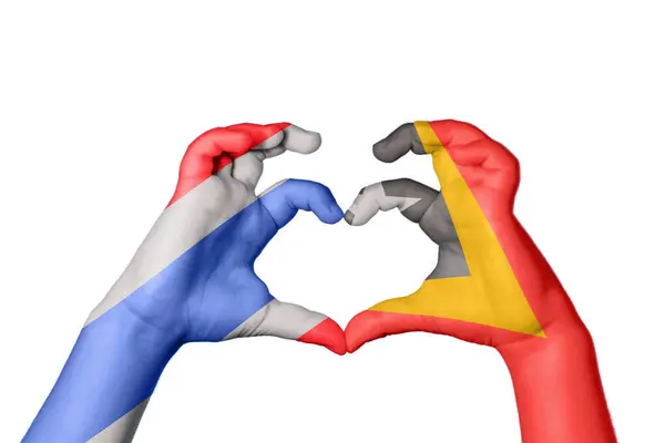 Thailand East Timor Heart Hand Gesture Making Heart Clipping Path — Stock Photo, Image