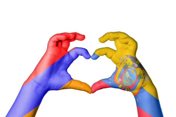 Armenië Ecuador Hart Handgebaar Maken Hart Knippad — Stockfoto