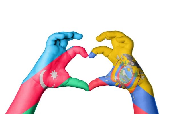 Azerbaijão Equador Coração Gesto Mão Que Faz Coração Clipping Path — Fotografia de Stock