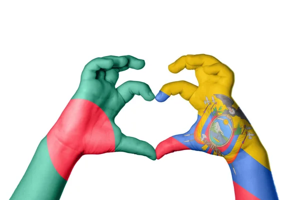 Бангладеш Еквадор Серце Жест Рук Робить Серце Відсічний Контур — стокове фото