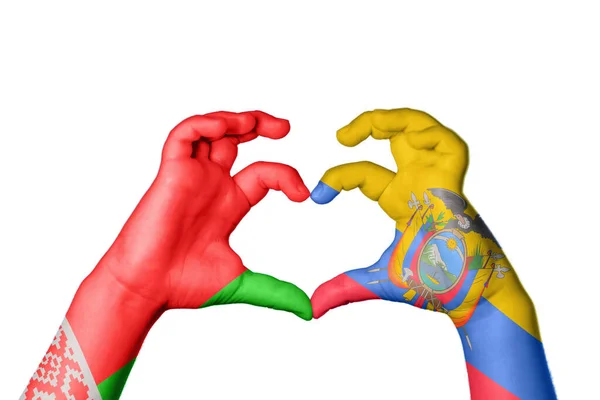 Беларусь Эквадор Сердце Жест Руками Сердце Клиппинг Путь — стоковое фото