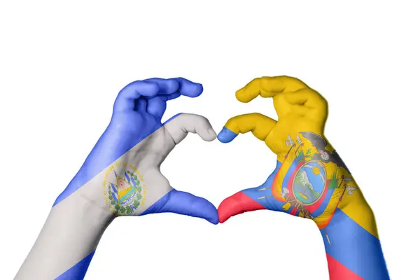 Σαλβαδόρ Εκουαδόρ Καρδιά Χέρι Χειρονομία Κάνοντας Καρδιά Ψαλίδισμα Μονοπάτι — Φωτογραφία Αρχείου
