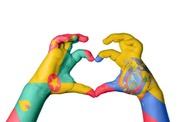 Grenada Ecuador Heart Hand Gesture Making Heart Clipping Path — Stock Photo, Image