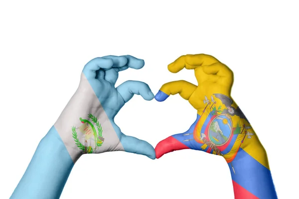 Guatemala Ecuador Herz Handbewegung Die Herz Macht Clipping Path — Stockfoto