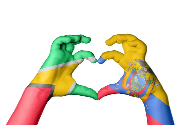 Гайана Эквадор Сердце Жест Руками Сердце Клиппинг Путь — стоковое фото