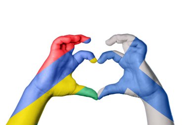 Mauritius Finland Heart, el hareketi kalp yapma, kırpma yolu