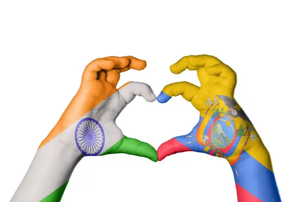 Indien Ecuador Hjärta Hand Gest Att Göra Hjärta Klippning Väg — Stockfoto