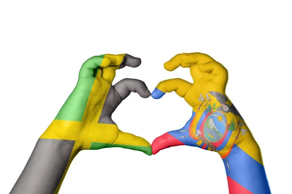 Jamaika Ecuador Herz Handbewegung Die Herz Macht Clipping Path — Stockfoto