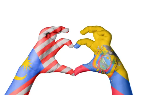 Malezja Ekwador Serce Gest Ręczny Serca Ścieżka Clipping — Zdjęcie stockowe