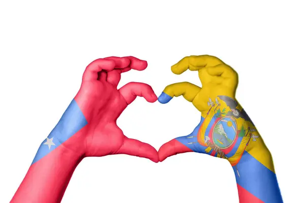 Samoa Ecuador Heart Χέρι Χειρονομία Καθιστώντας Την Καρδιά Ψαλίδισμα Μονοπάτι — Φωτογραφία Αρχείου