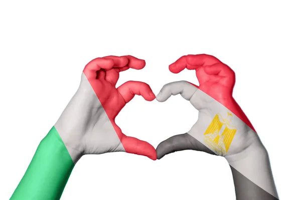 Italien Ägypten Herz Handbewegung Die Herz Macht Clipping Path — Stockfoto
